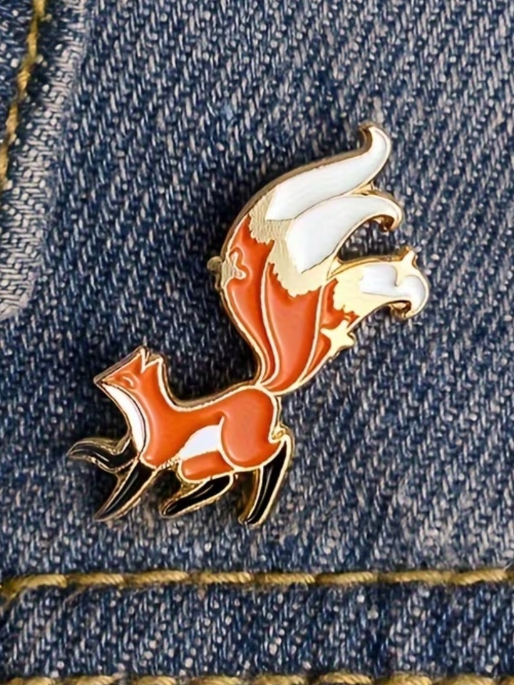 Fox Enamel Pin - Orange and White Fox Design